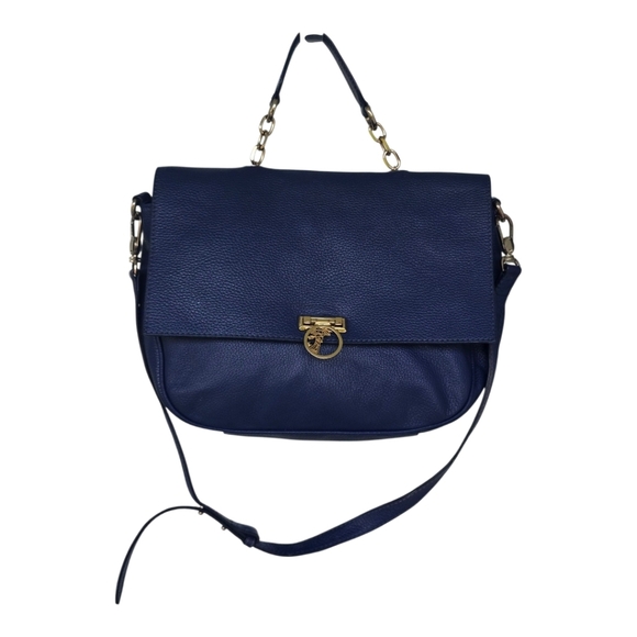 Authentic Versace Leather Shoulder Crossbody Bag Women Blue Removeable Strap - Picture 4 of 13